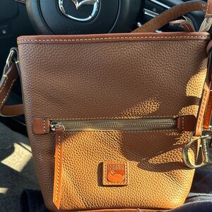 Dooney & Bourke Brown Pebble Leather Crossbody with Gold Hardware